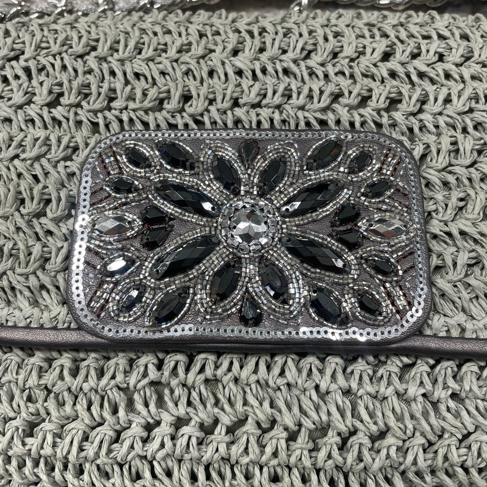 NWOT! Brighton Sage Crochet Jeweled Shoulder Bag - Picture 3 of 8